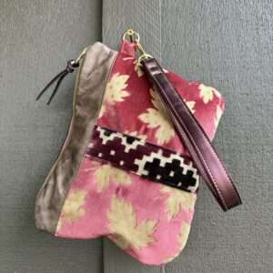 Pink Cut Velvet//Clutch//Wrist Strap