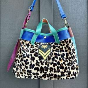 SALE//Leopard//Military//Mixed Leather TOTE