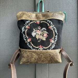 SALE//Vintage Needlepoint//Textile//Backpack