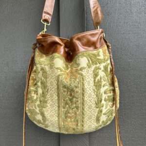 Antique// Cut VELVET//Leather Hobo