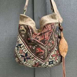 Agatha//Vintage Rug//Leather Hobo