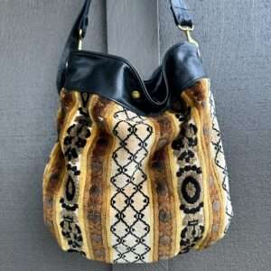 Antique// Cut VELVET//Leather Hobo